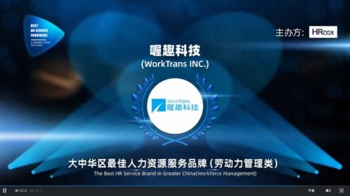 荣誉 喔趣科技再次斩获大中华区最佳人力资源服务品牌大奖